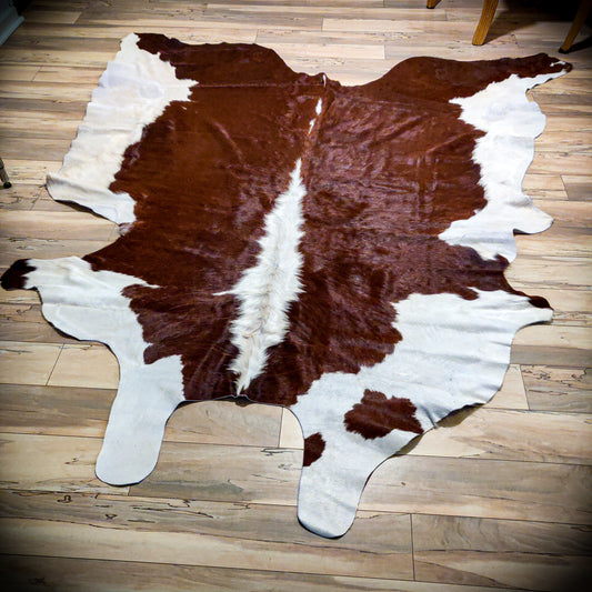 Brown and White Cow Hide Rug