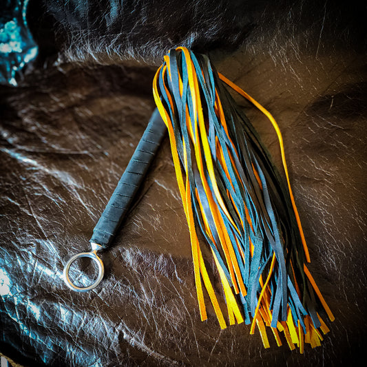 Halloween Leather Flogger - Orange & Black Tassels