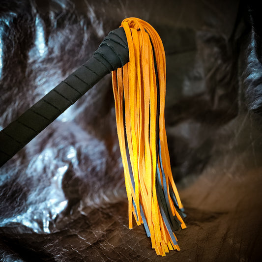 Halloween Leather Flogger - Orange & Black Tassels